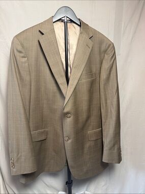 Light Tan Windowpane Sport Coat - Classic Two-Button Blazer